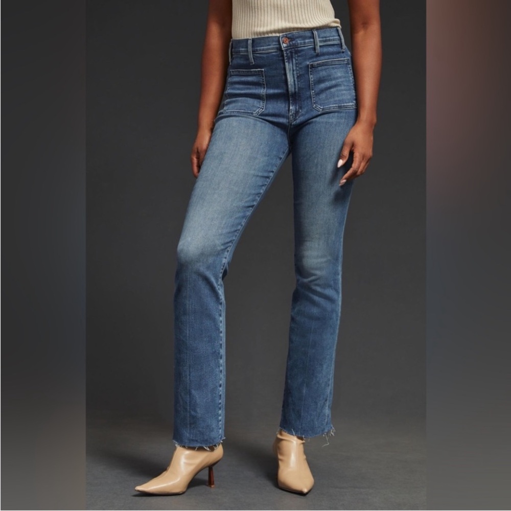 MOTHER Hustler Patch Pocket Ankle Fray Sz 26